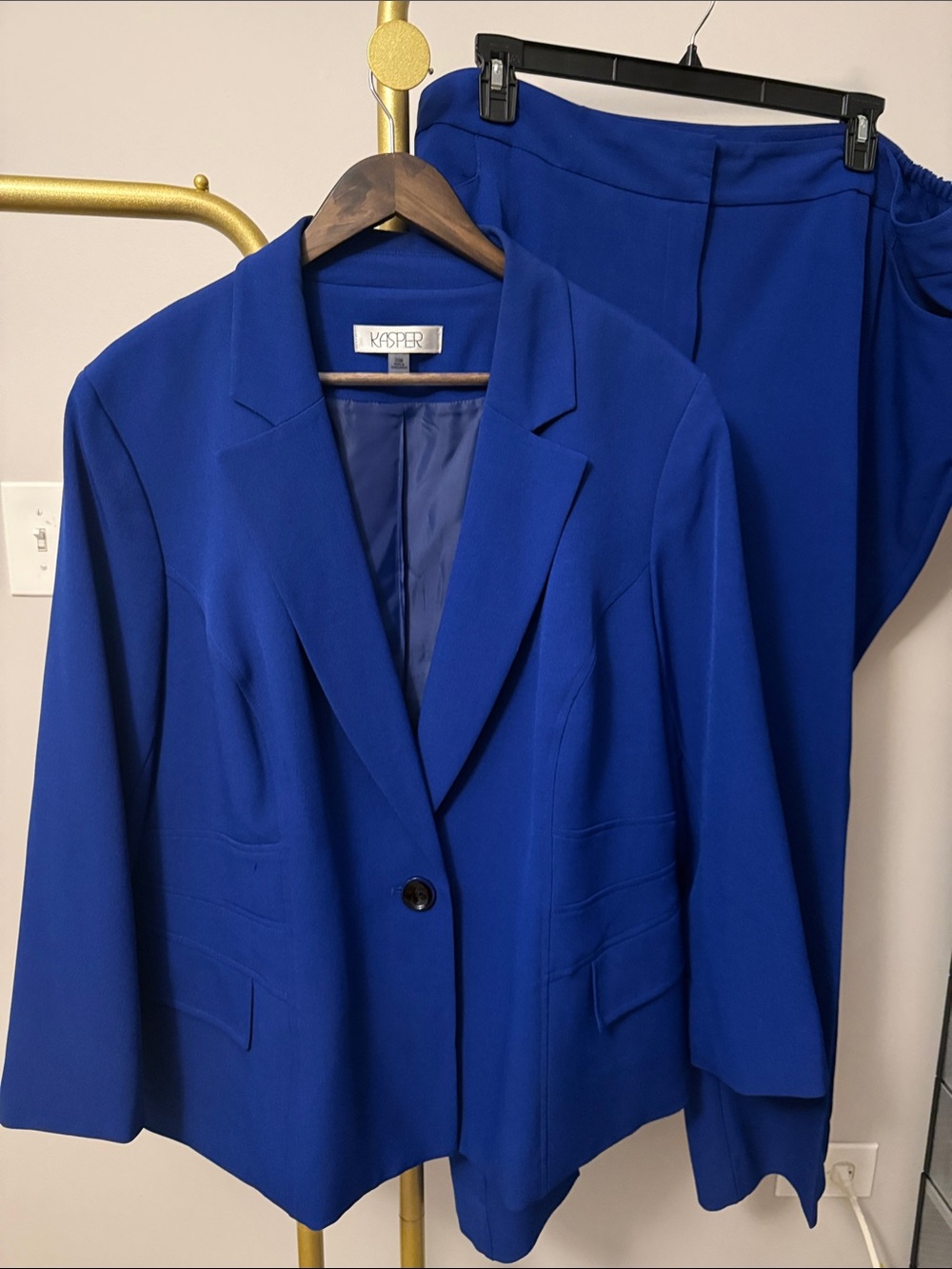 Kasper Women's Sz 20W Cobalt Blue Two-Piece Blazer & Pants Suit